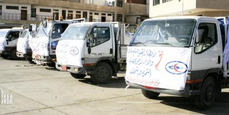 قافلة الإغاثة المرسلة من الخطوط الجوية اليمنية للنازحين في صعدة